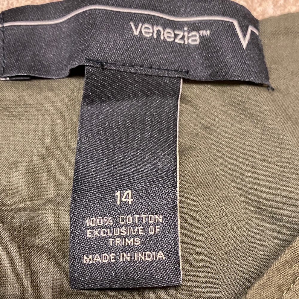 Venezia Olive A-Line Ruffled Skirt with Embellishments Size 14 Collegiate Office - Picture 2 of 11